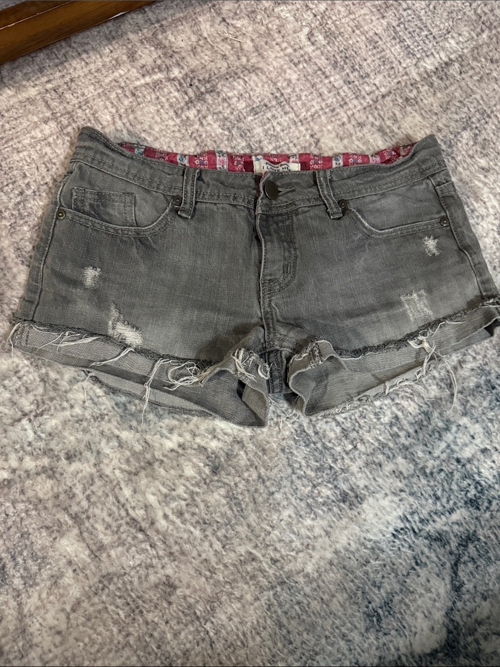 Hollister Gray Distressed Denim Cutoff Shorts